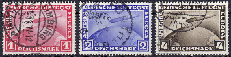 Deutschland
Deutsches Reich
1 M. - 4 M. Chicagofahrt 1933, komplett gestempelt...