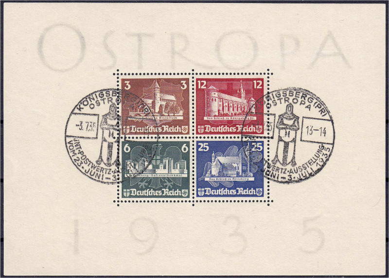 Deutschland
Deutsches Reich
Ostropa-Block 1935, sauber mit Sonderstempel ,,KÖN...
