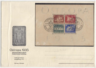 Deutschland
Deutsches Reich
Ostropa-Block 1935, sauber mit Ersttags-Sonderstempel ,,KÖNIGSBERG 23.6.35" auf Blanko-Brief, durchschnittliche Erhaltun...