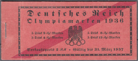 Deutschland
Deutsches Reich
Olympische Spiele (Markenheftchen) 1936, gestempelt, komplett, Deckelseite 090, zeigt alle Marken- und Zwischenblätter i...