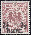 Deutschland
Deutsche Auslandspostämter und Kolonien
Deutsche Post in der Türkei
2 1/2 PIA auf 50 Pf. Freimarke 1889, sauber in ungebrauchter Erhalt...