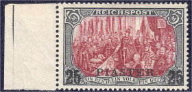 Deutschland
Deutsche Auslandspostämter und Kolonien
Deutsche Post in der Türkei
25 PIA auf 5 M Freimarke 1900/1904, ungebraucht mit Falz. Fotobefun...