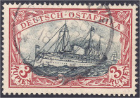Deutschland
Deutsche Auslandspostämter und Kolonien
Deutsch-Ostafrika
3 R Kaiseryacht 1901, verwechseltes Mittelstück, tadellos gestempelt. Selten,...