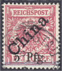 Deutschland
Deutsche Auslandspostämter und Kolonien
Kiautschou
5 Pfg. auf 10 Pf. Tsingtau-Ausgabe 1900, gestempel mit Aufdruck ,,China" diagonal 45...