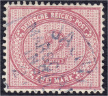 Deutschland
Deutsche Auslandspostämter und Kolonien
Marshall-Inseln
2 M dunkelrotkarmin 1892/1901, besonders farbfrisches Exemplar (etwas ausgebess...