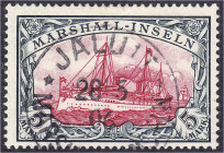 Deutschland
Deutsche Auslandspostämter und Kolonien
Marshall-Inseln
5 M Freimarke 1901/1916, sauber gestempelt, ohne Wasserzeichen, signiert Richte...