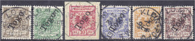 Deutschland
Deutsche Auslandspostämter und Kolonien
Togo
3 Pf. - 50 Pf. Freimarken (Krone/Adler) 1897, kompletter Satz in gestempelter Erhaltung, j...