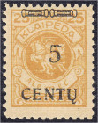 Deutschland
Deutsche Auslandspostämter und Kolonien
Memelgebiet
15 C auf 25 M Freimarke von Memel 1923, postfrische Erhaltung mit Plattenfehler ,,V...