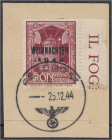 Deutschland
Feldpostmarken
Insel Rhodos Zulassungsmarke 1944, gestempelt auf Briefstück, geprüft Pickenpack. gestempelt. Michel 12.