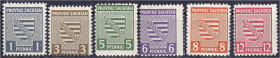 Deutschland
Alliierte Besetzung (Sowjetische Zone)
Provinz Sachsen
1 Pf. - 12 Pf. Provinzwappen 1945, kompletter Satz in postfrischer Erhaltung, ge...