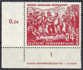 Deutschland
Deutsche Demokratische Republik
24 Pf. Deutsch-chinesische Freundschaft 1951, postfrische Erhaltung, linke untere Bogenecke mit Druckver...