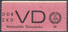 Deutschland
Deutsche Demokratische Republik
20 Pf. Für vertrauliche Dienstsache 1965, postfrische Erhaltung. Mi. 250,-€. ** Michel D 1 A.