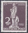 Deutschland
Berlin
2 DM Heinrich von Stephan 1949, postfrische Luxuserhaltung, Plattenfehler ,,II große Einbuchtung unten am Denkmalsockel über letz...