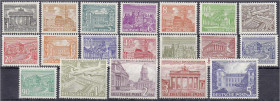Deutschland
Berlin
Bauten 1949, kompletter Satz in postfrischer Erhaltung. Mi. 750,-€. ** Michel 42-60.