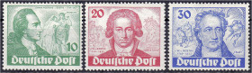 Deutschland
Berlin
Goethe 1949, kompletter Satz in postfrischer Luxuserhaltung. Fotoattest Schlegel BPP >Die Erhaltung ist einwandfrei