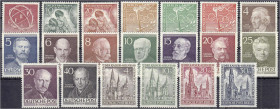 Deutschland
Berlin
ERP, Tag der Briefmarke, Olympia, Männer aus der Geschichte Berlins, Gedächtniskirche 1953, postfrische Erhaltung, jeder Wert gep...