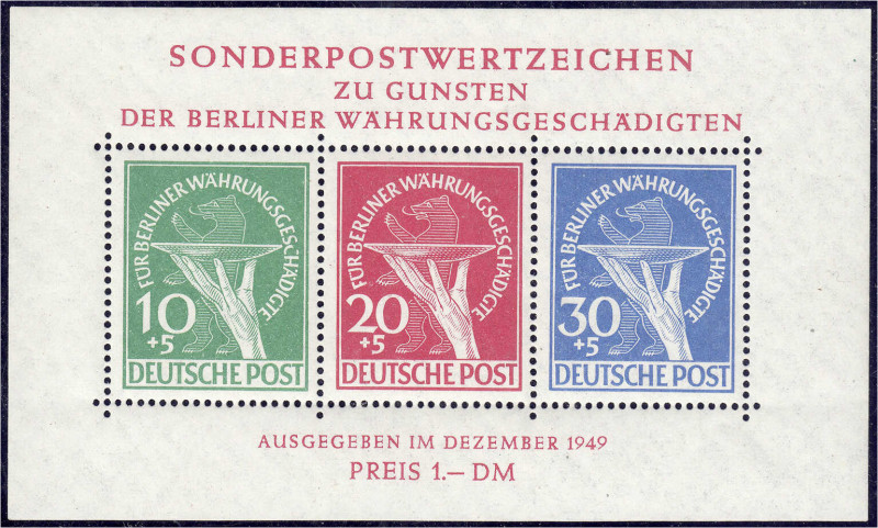 Deutschland
Berlin
Währungsgeschädigten-Block 1949, postfrische Erhaltung mit ...