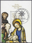 Deutschland
Berlin
Weihnachtsblock 1978, gestempelte Luxuserhaltung, Format 70x93 mm statt 65x93 mm. Mi. 220,-€. gestempelt. Michel Block 7 I.