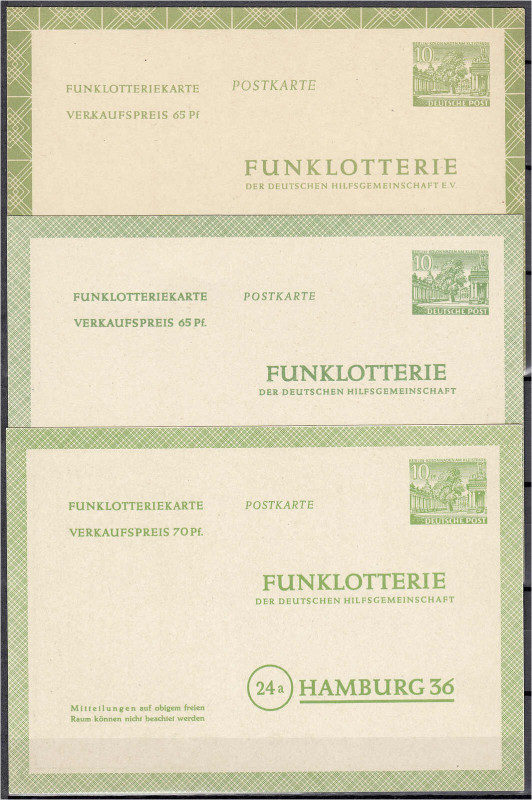 Deutschland
Berlin
Ganzsachen
Funklotterie-Postkarten 1949/1953, ungebrauchte...