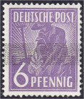 Deutschland
Alliierte Besetzung (Amerikanische u. Brit. Zone)
6 Pf. Freimarke (Probedruck) 1948, postfrisch, statt des normalen Bandaufdrucks trägt ...
