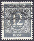 Deutschland
Alliierte Besetzung (Amerikanische u. Brit. Zone)
12 Pf. Ziffern (Bandaufdruck) 1948, sauber gestempelt ,,OTTENDORF" (Niederelbe). Kurzb...