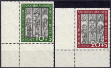 Deutschland
Bundesrepublik Deutschland
Marienkirche 1951, postfrische Kabinetterhaltung, linke untere Bogenecke. ** Michel 139-140.