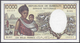 Ausland
Djibouti
10000 Francs o.D. (1984) Mit TRESORIER. I-, selten. Pick 38b.