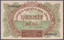 Ausland
Lettland
10 Rubel 1919. Serie H. I- Pick 4f.