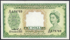 Ausland
Malaysia und Britisch Borneo
5 Dollars 21.3.1953. I, sehr selten in dieser Erhaltung. Pick 2.
