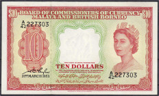 Ausland
Malaysia und Britisch Borneo
10 Dollars 21.3.1953. I, sehr selten in dieser Erhaltung. Pick 3.