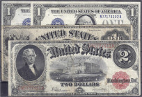 Ausland
Vereinigte Staaten von Amerika
4 Scheine: 1 und 2 Dollars 1917 und 2 X 1 Dollar 1928 III bis IV, teils selten. Pick 187,188, 412a(2).