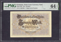 Die deutschen Banknoten ab 1871 nach Rosenberg
Deutsches Reich, 1871-1945
20 Mark 5.8.1914. KN 7-stellig, Serie E. PMG-Grading 64 Choice Uncirculate...