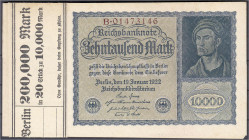 Die deutschen Banknoten ab 1871 nach Rosenberg
Deutsches Reich, 1871-1945
20 X 10 Tsd. Mark 19.1.1922. Unzirkulierte Scheine in original Banderole. ...