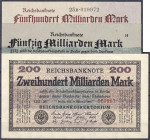 Die deutschen Banknoten ab 1871 nach Rosenberg
Deutsches Reich, 1871-1945
3 Scheine zu 50, 200 u. 500 Mrd. Mark 15.10- 26.10.1923. I- Rosenberg 118b...