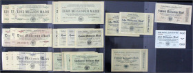 Deutsches Notgeld und KGL
Erfurt (Prov. Sachsen)
Reichsbahndirektion, kleines Lot von 24 Scheinen in Albumblättern. Von 1 Mio. bis 500 Mrd. Mark. Be...