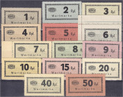 Deutsches Notgeld und KGL
Flossenbürg (Bayern)
Metallwerke Holleischen G.m.b.H. (MWH), 14 Scheine zu 1 - 50 RPfg. o.D., teils noch mit Bogenränder. ...