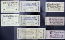 Deutsches Notgeld und KGL
Frankfurt/Oder (Brandenburg)
Reichsbahndirektion Osten, kleines Lot von 9 Scheinen in Albumblättern 2 X 50, 2 X 100, 2 X 2...