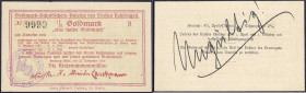Deutsches Notgeld und KGL
Freiburg a. d. Elbe (Niedersachen)
Kreisbahnkommission, 1/2 GM. 23.11.1923. Serie B, Wz. Flämmchen. Rs. „Ungültig“. KN. 99...