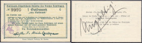 Deutsches Notgeld und KGL
Freiburg a. d. Elbe (Niedersachen)
Kreisbahnkommission, 1 GM. 23.11.1923. Serie G, Wz. Flämmchen. Rs. „Ungültig“. KN. 9999...
