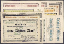 Deutsches Notgeld und KGL
Harburg (Hannover)
Harburg, Georg Niemeyer Metall-, Stahl- und Eisenwerke. 12 versch. Scheine 10. u. 22.8 u. 8.9.1923. 100...