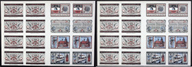 Deutsches Notgeld und KGL
Leer (Ostfriesland)
Stahlhelm, Bund der Frontsoldaten: Druckbogen zu 8 X 50 und 8 X 75 Pf. 1921. (4 X komplette Serien). B...