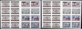 Deutsches Notgeld und KGL
Leer (Ostfriesland)
Stahlhelm, Bund der Frontsoldaten: Druckbogen zu 8 X 50 und 8 X 75 Pf. 1921. (4 X komplette Serien). B...