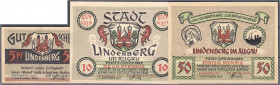 Deutsches Notgeld und KGL
Lindenberg (Bayern)
3 Gutscheine zu 5, 10 u. 50 Pfg. 1. September 1947. II. Schöne 0481, 0482 u. 0483.