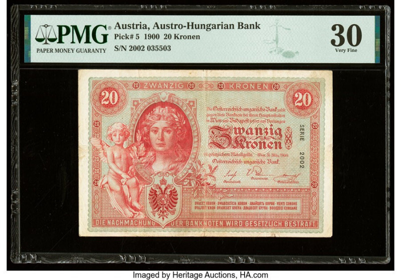 Austria Austro-Hungarian Bank 20 Kronen 31.5.1900 Pick 5 PMG Very Fine 30. 

HID...