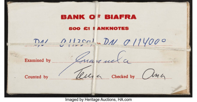 Biafra Bank of Biafra 1 Pound ND (1968-69) Pick 5a 500 Examples Crisp Uncirculat...