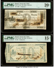 Brazil Trocos de Cobre 2; 10 Mil Reis ND (1833) Pick A152a; A154b Two Examples PMG Very Fine 20 Net; Choice Fine 15 Net. Tape repair and ink burn note...