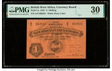 British West Africa West African Currency Board 1 Shilling 30.11.1918 Pick 1a PMG Very Fine 30. Staple holes.

HID09801242017

© 2022 Heritage Auction...