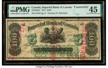Canada Toronto, ON- Imperial Bank of Canada $100 2.1.1917 Ch.# 375-16-24C Counterfeit PMG Choice Extremely Fine 45. Roulette Void punch and red Counte...
