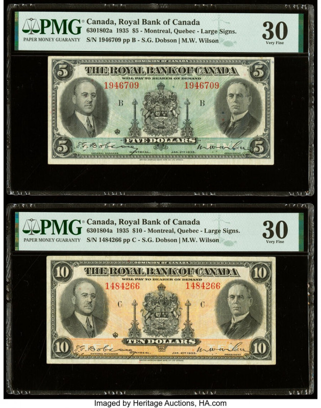 Canada Montreal, PQ- Royal Bank of Canada $5; 10 2.1.1935 Ch.# 630-18-02a; 630-1...