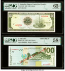 El Salvador Banco Central de Reserva de El Salvador 100 Colones 17.3.1988; 18.4.1997 Pick 137b; 151as Issued/Specimen PMG Gem Uncirculated 65 EPQ; Cho...